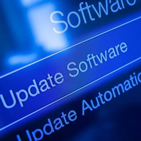 Close-up of a digital screen displaying options for "Update Software" and "Automatically."